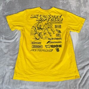 Billionaire Boys Club Biker Racing T Shirt Mens Medium Faded Yellow
